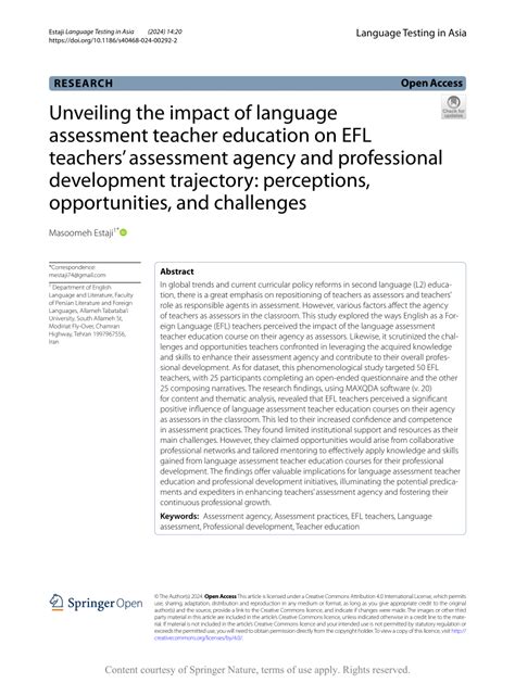 the impact of efl testing on efl education|Unveiling the impact of language assessment teacher education .